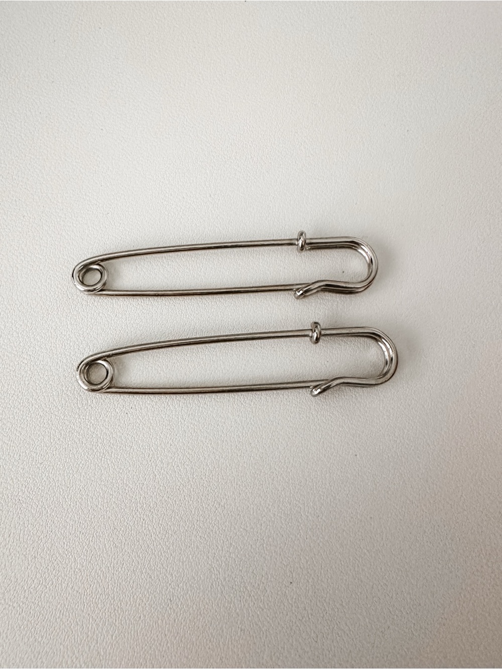 Set of 2 Silver Safety Pin Brooches